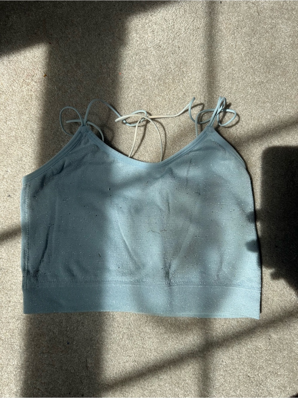 Hollister Pale Blue Knit Strappy Crop Camisole